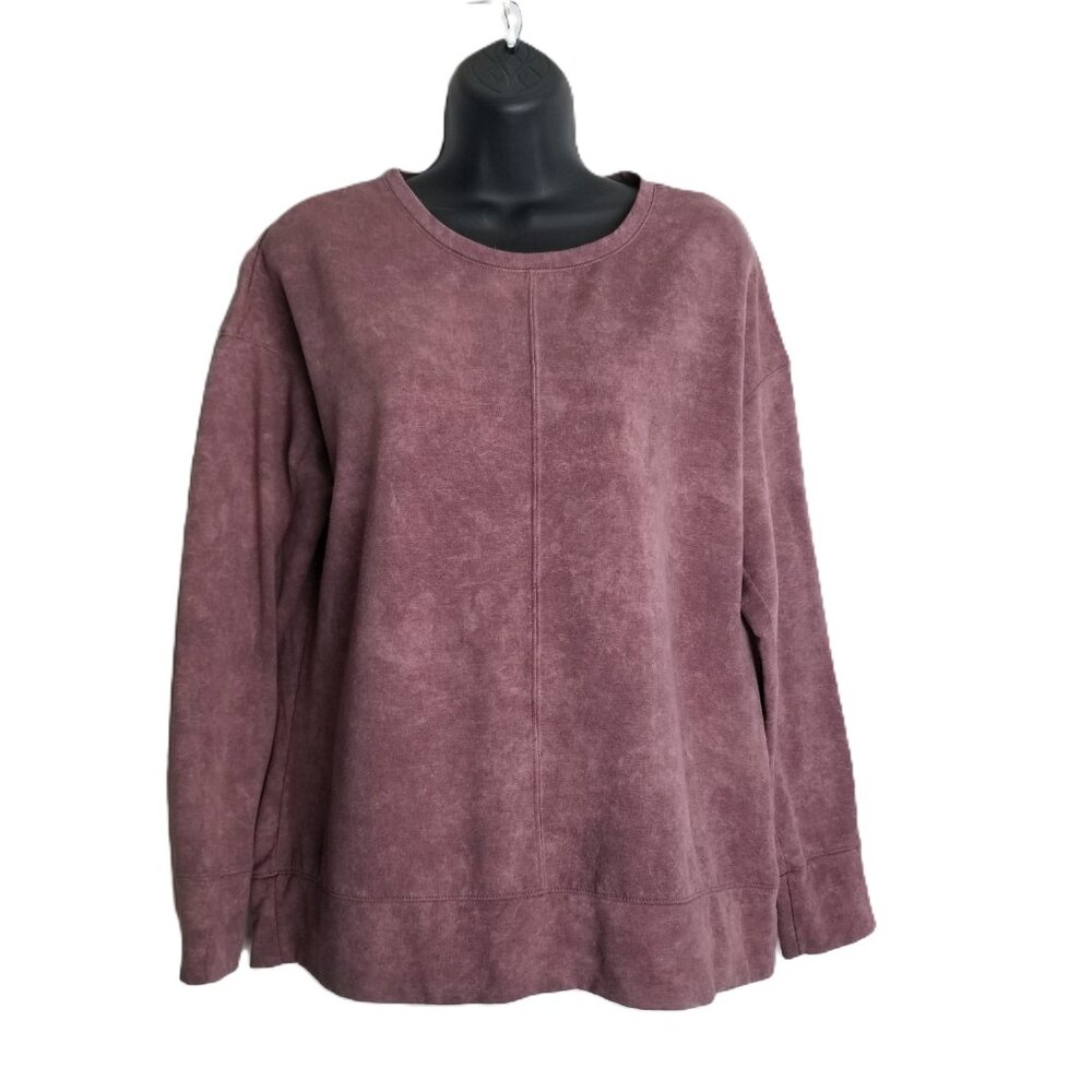 32 Degrees Heat Fleece Top Mauve S Mineral Wash Cozy Core Athleisure Loungewear